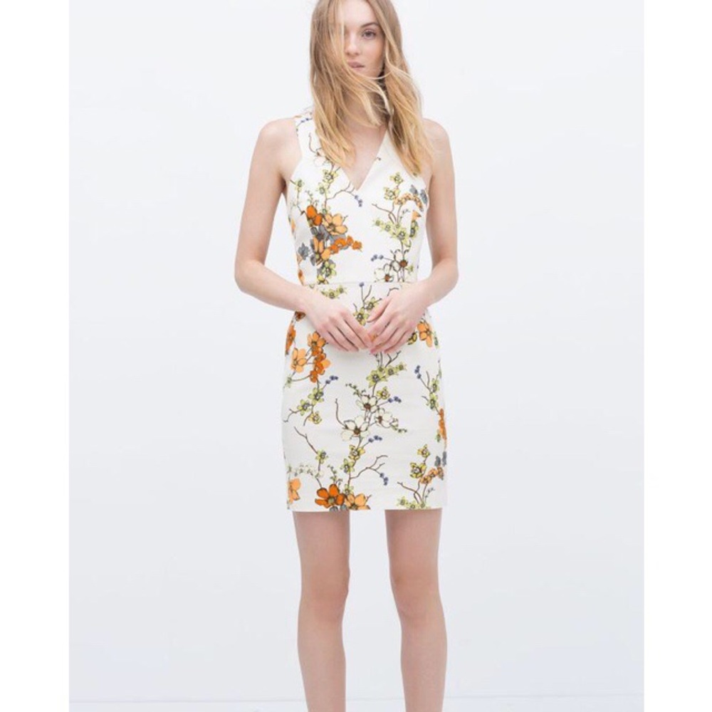 Zara Sleeveless Floral Shift Dress Size Small